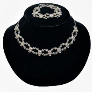 Halloween Skull and Crossbones Necklace and Bracelet Set